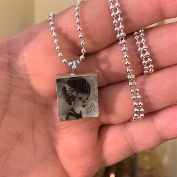 (2/$12,4/$20) Bride of Frankenstein Scrabble Necklace - Picture 1 of 2